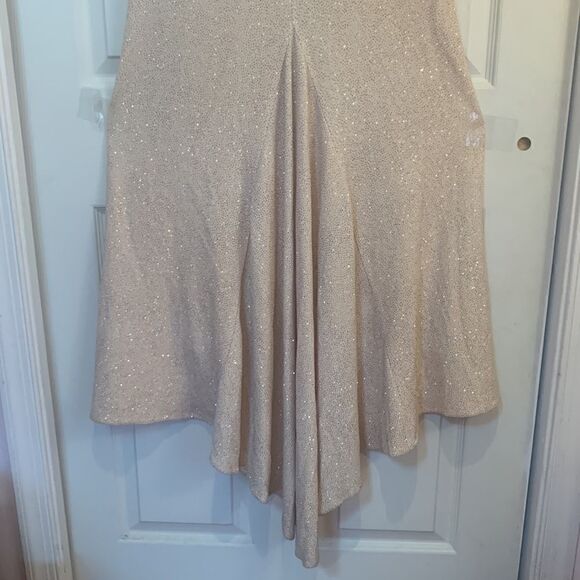 JS Collections Gown Metallic Gold Sparkles Ivory Size 8 Prom Black Tie Vintage - Picture 7 of 16